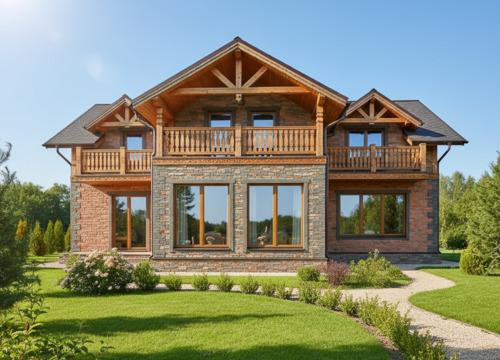 Трио стиля: как дерево, камень и фасадные панели преображают дачу