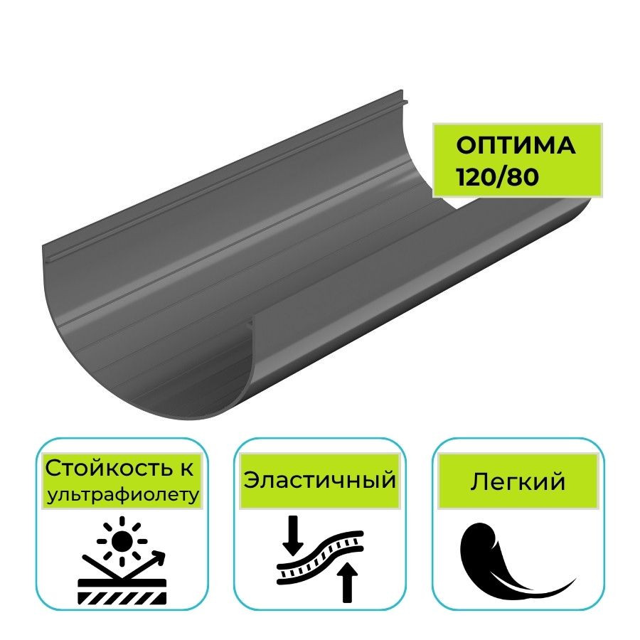 Желоб водосточный Технониколь Оптима, ПВХ серый 3 м