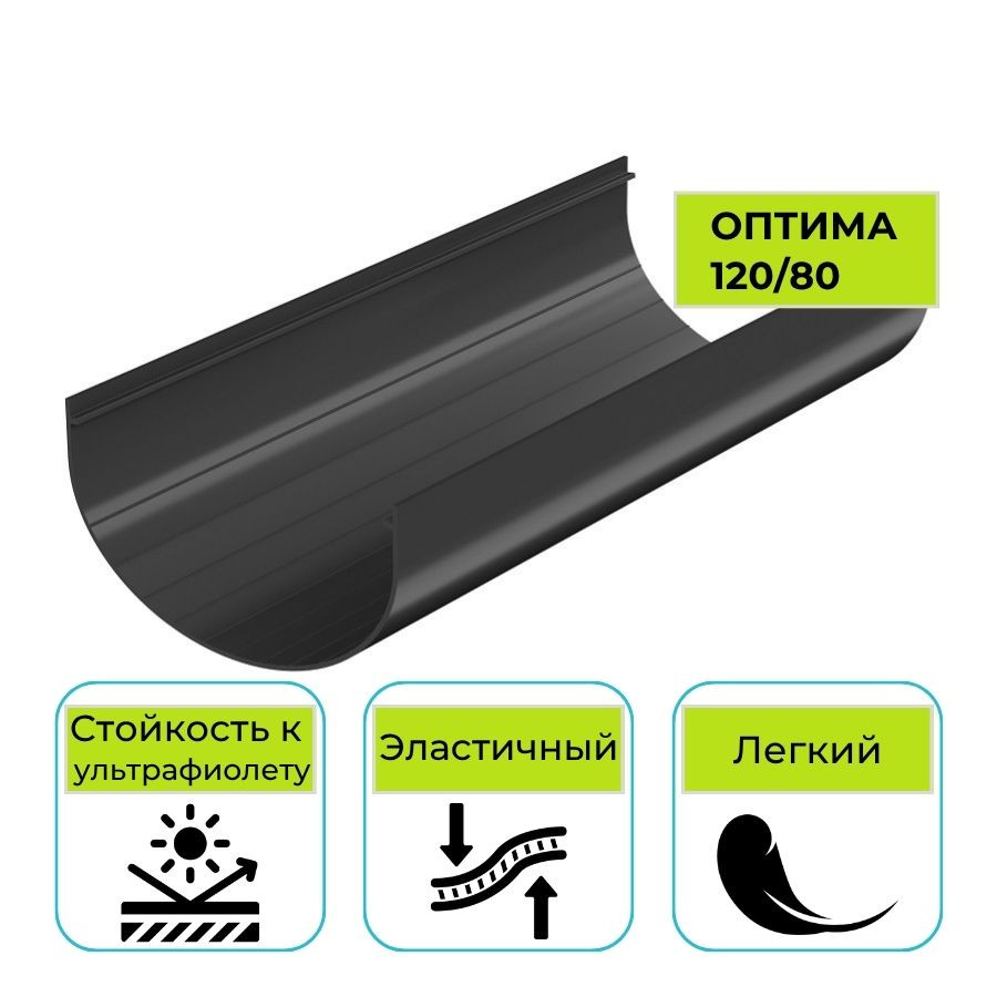 Желоб водосточный Технониколь Оптима, ПВХ черный 3 м