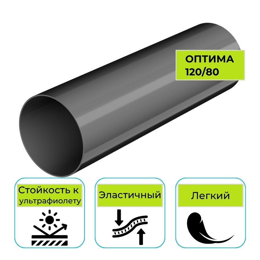 Труба водосточная Технониколь Оптима, ПВХ серая 2 м