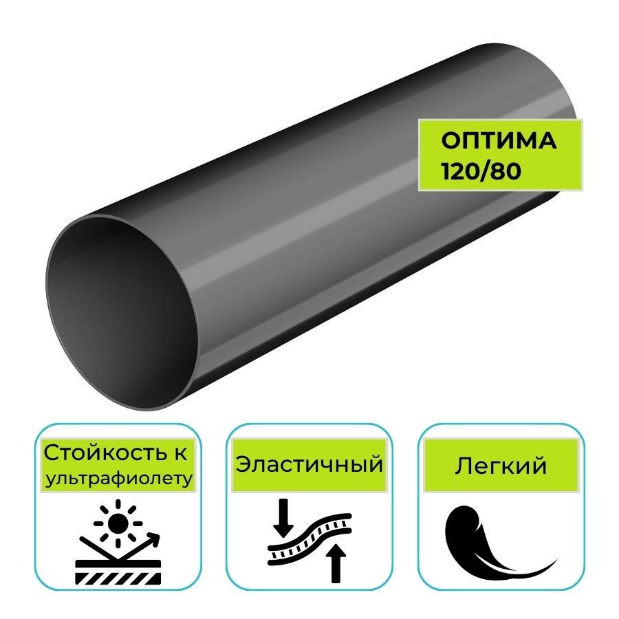 Труба водосточная Технониколь Оптима, ПВХ серая 3 м