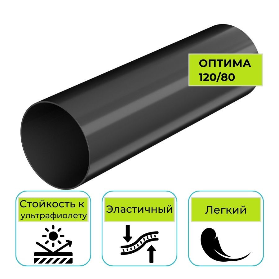 Труба водосточная Технониколь Оптима, ПВХ черная 3 м