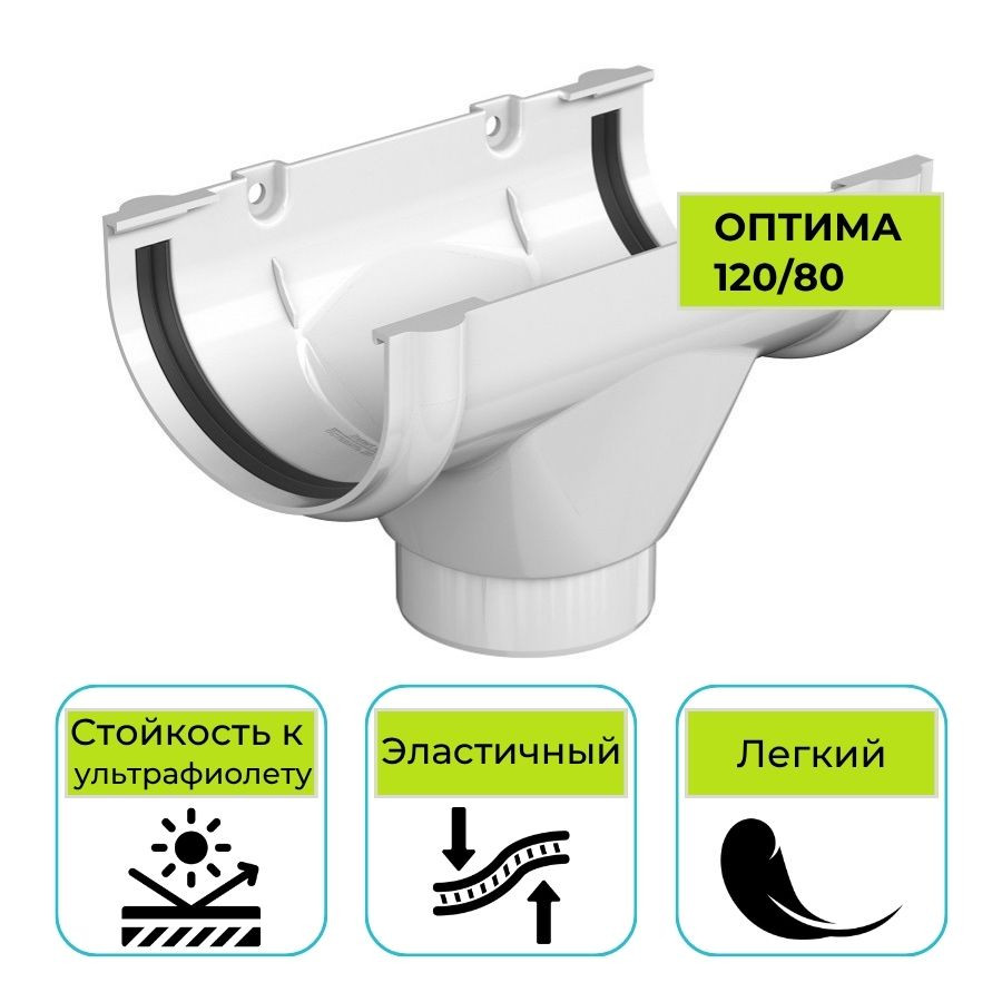 Воронка желоба Технониколь Оптима, ПВХ белая 120 мм