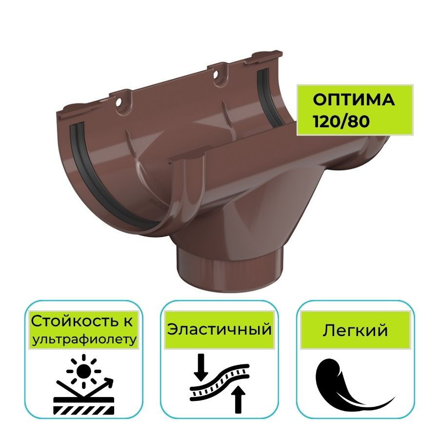 Воронка желоба Технониколь Оптима, ПВХ коричневая 120 мм