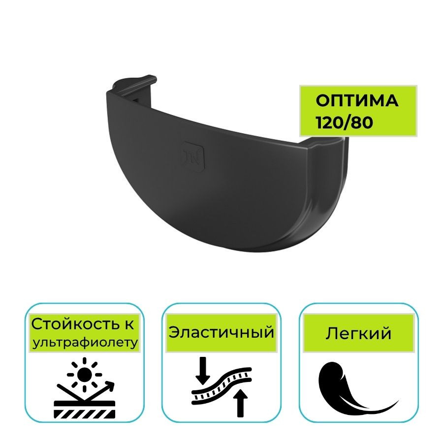 Заглушка желоба Технониколь Оптима, ПВХ черная 120 мм