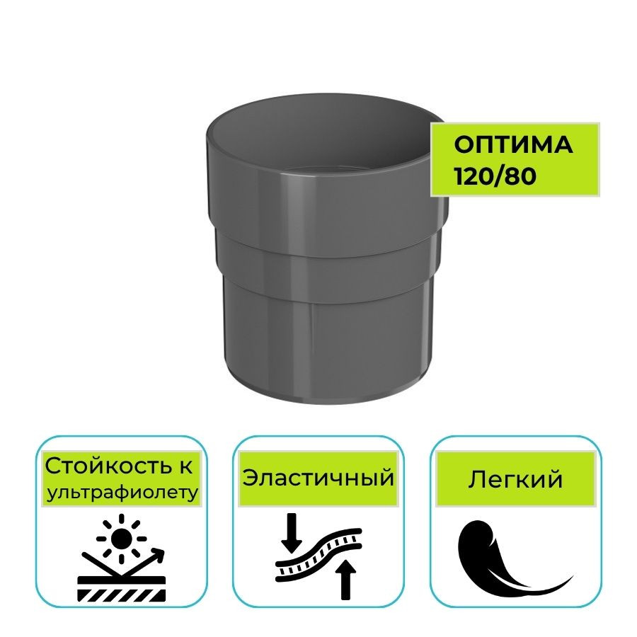 Муфта трубы Технониколь Оптима, ПВХ серая 80 мм