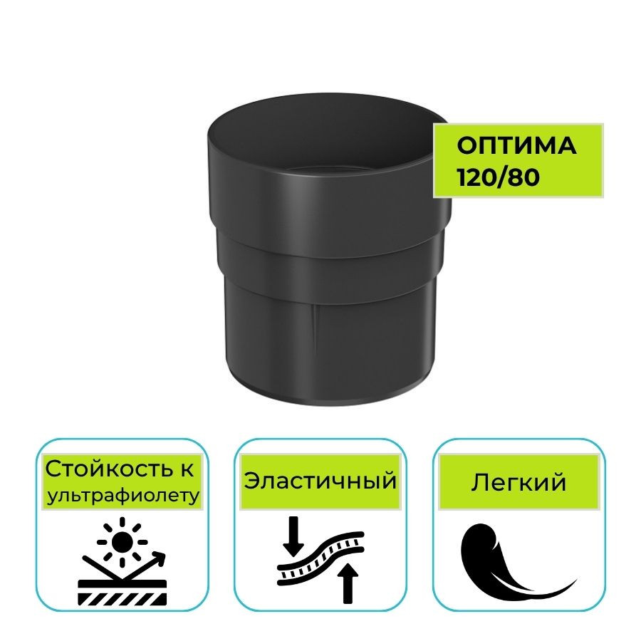 Муфта трубы Технониколь Оптима, ПВХ черная 80 мм