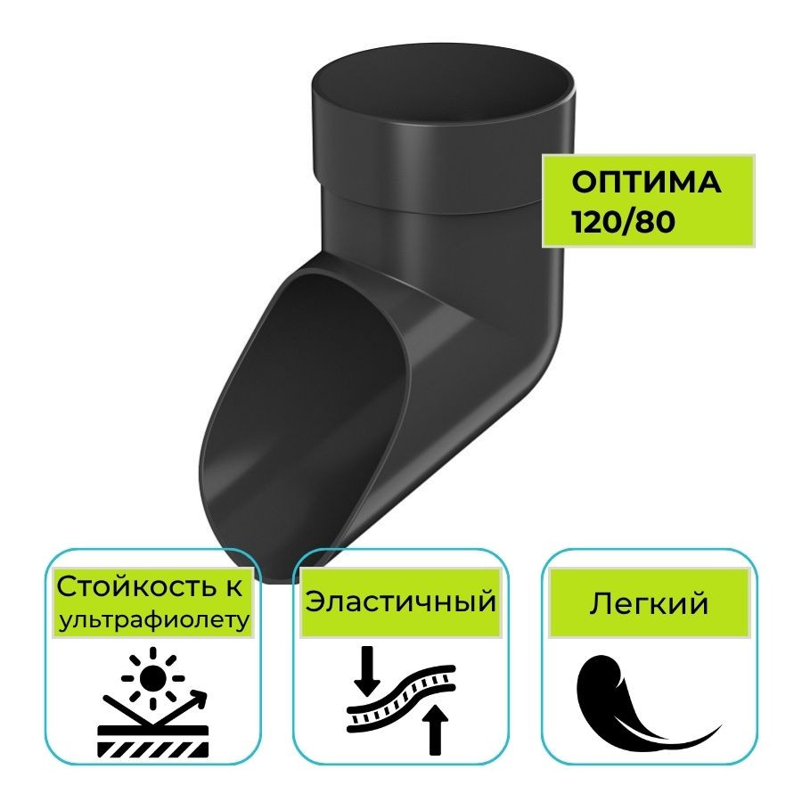 Слив трубы Технониколь Оптима, ПВХ черный 80 мм