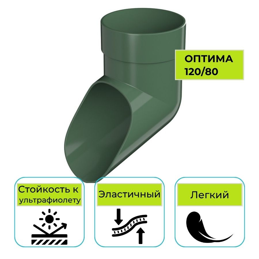 Слив трубы Технониколь Оптима, ПВХ зеленый 80 мм