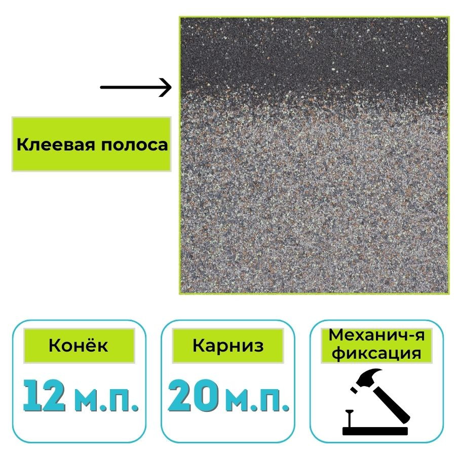 Коньково-карнизная черепица Технониколь Shinglas Классик, Модерн, ледник 5 м²