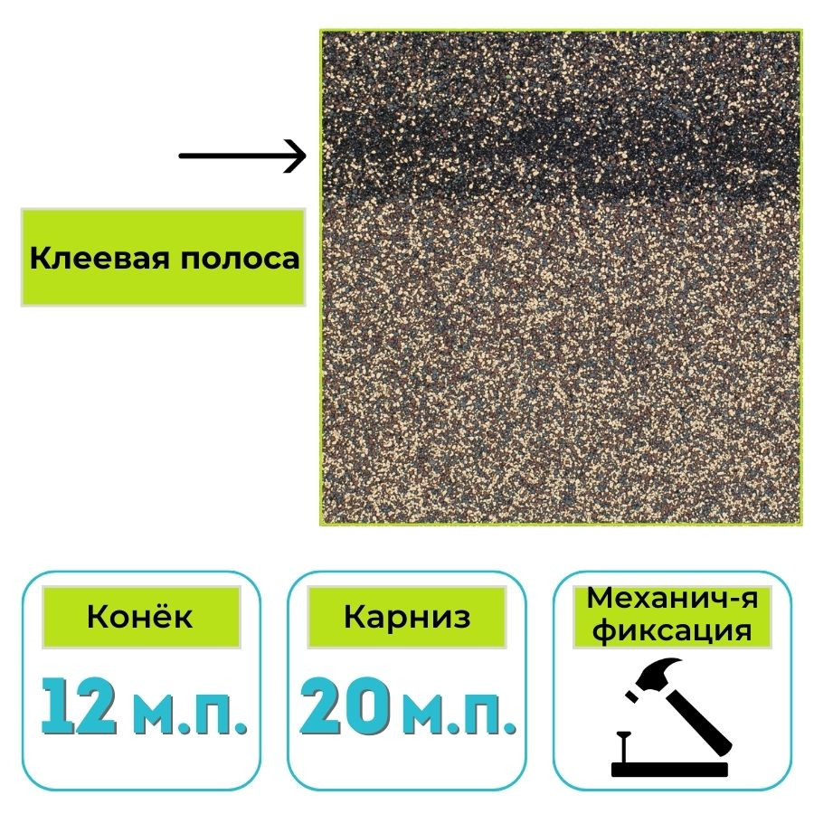 Коньково-карнизная черепица Технониколь Shinglas Вестерн, Прерия 5 м²