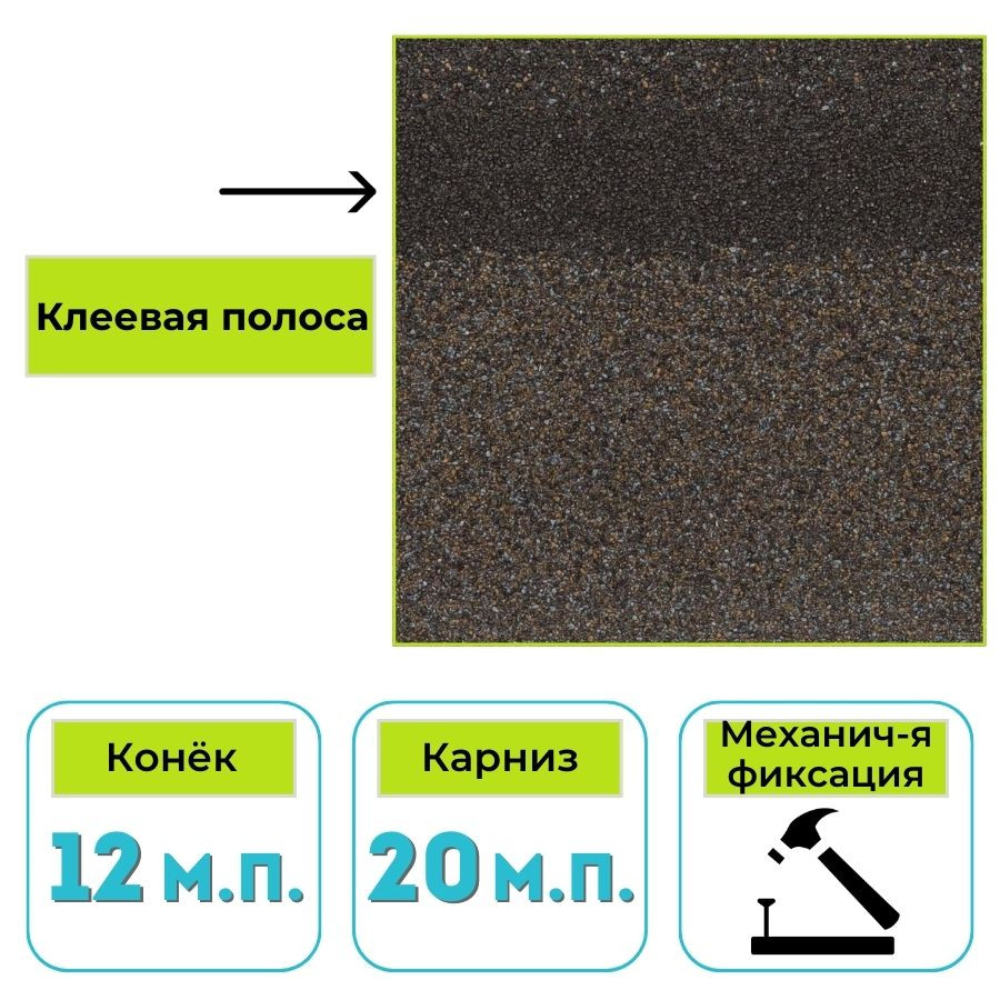 Коньково-карнизная черепица Технониколь Shinglas Блюз, коричнево-серый 5 м²