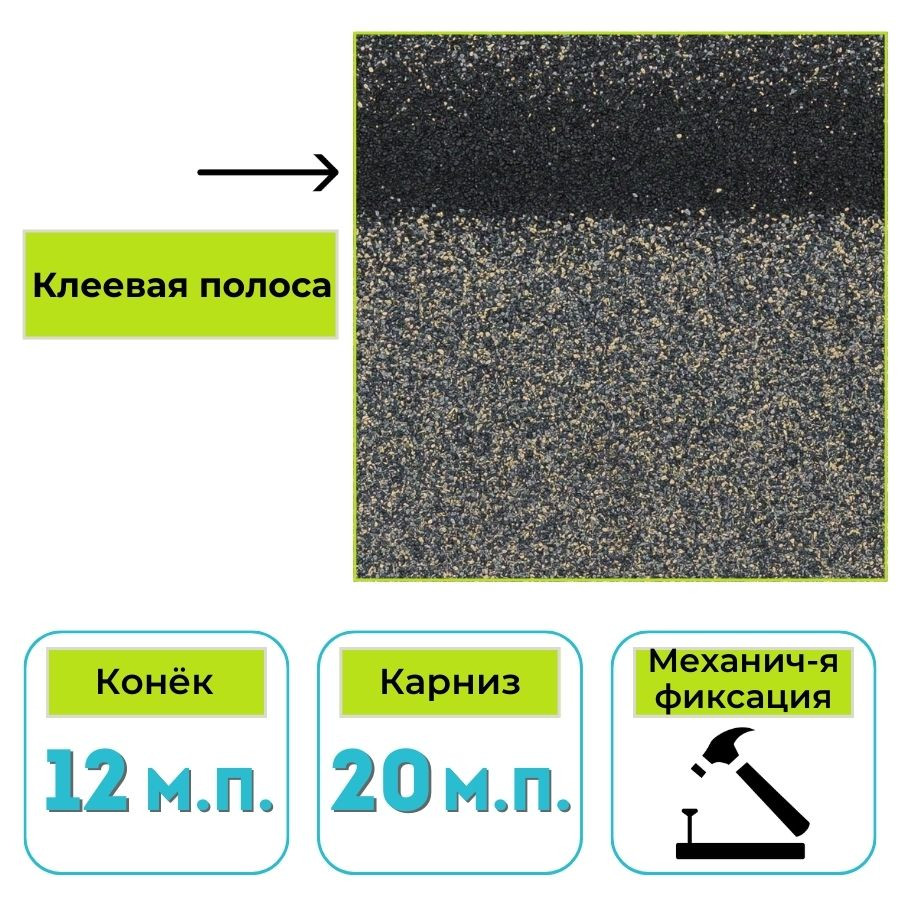 Коньково-карнизная черепица Технониколь Shinglas Блюз, серый 5 м²