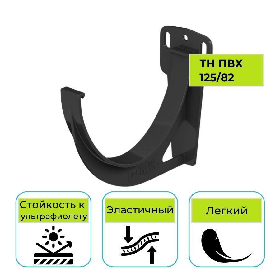 Кронштейн желоба Технониколь ПВХ 125/82, черный