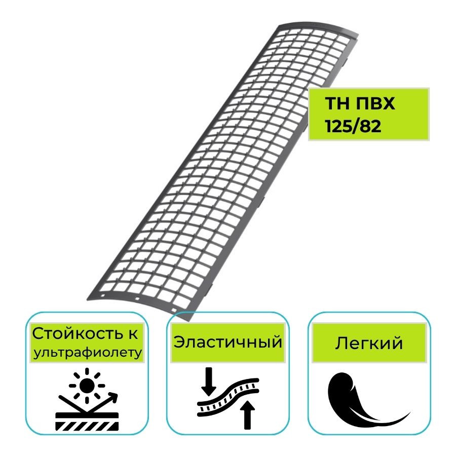 Решетка желоба защитная Технониколь ПВХ 125/82, 0,6 м.п, серая