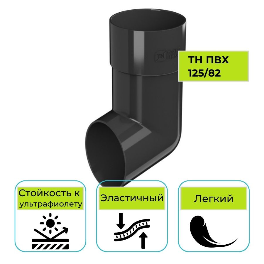 Слив трубы Технониколь ПВХ 125/82, черный