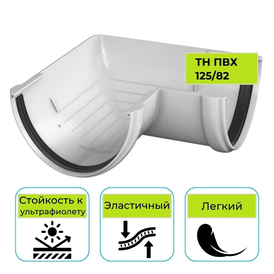 Угол желоба 90° Технониколь ПВХ 125/82, белый