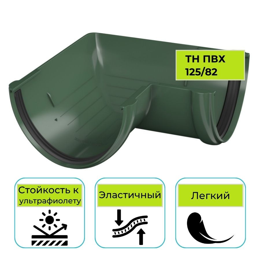 Угол желоба 90° Технониколь ПВХ 125/82, зеленый