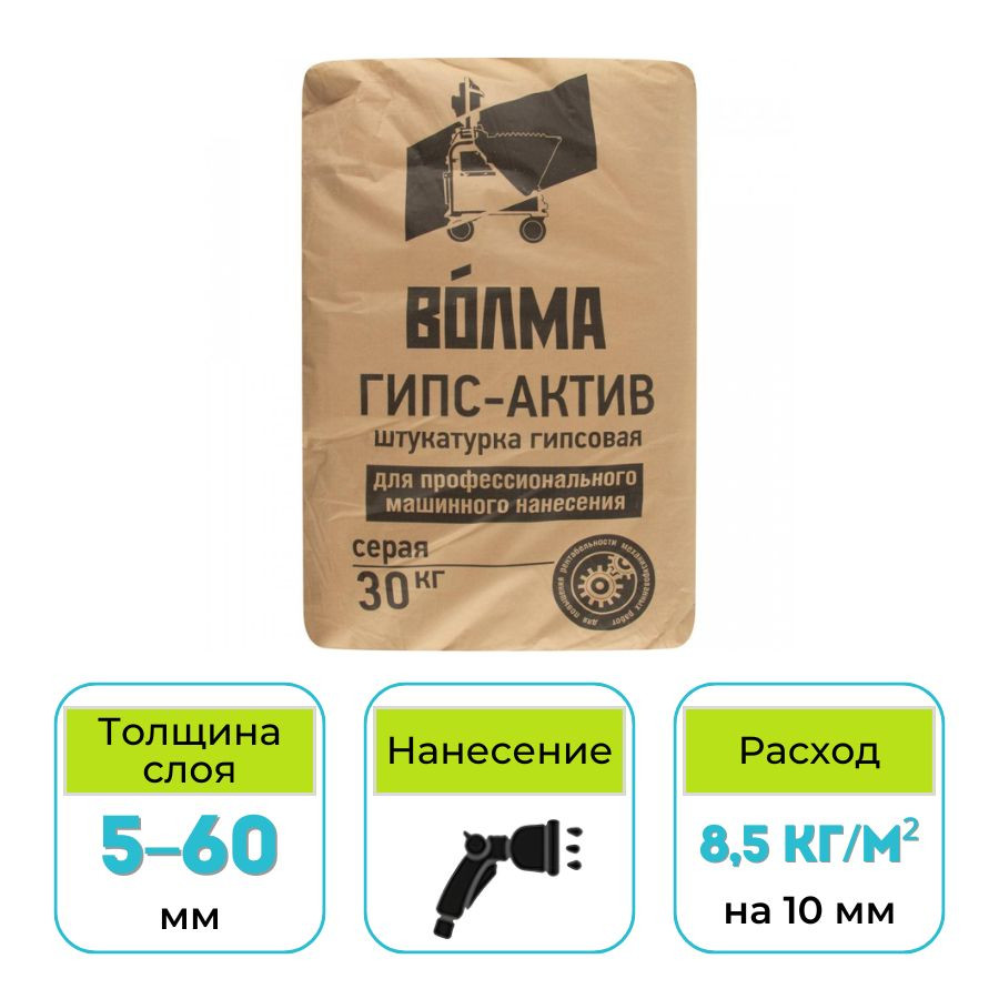 Штукатурка гипсовая Волма-Гипс-Актив 30 кг