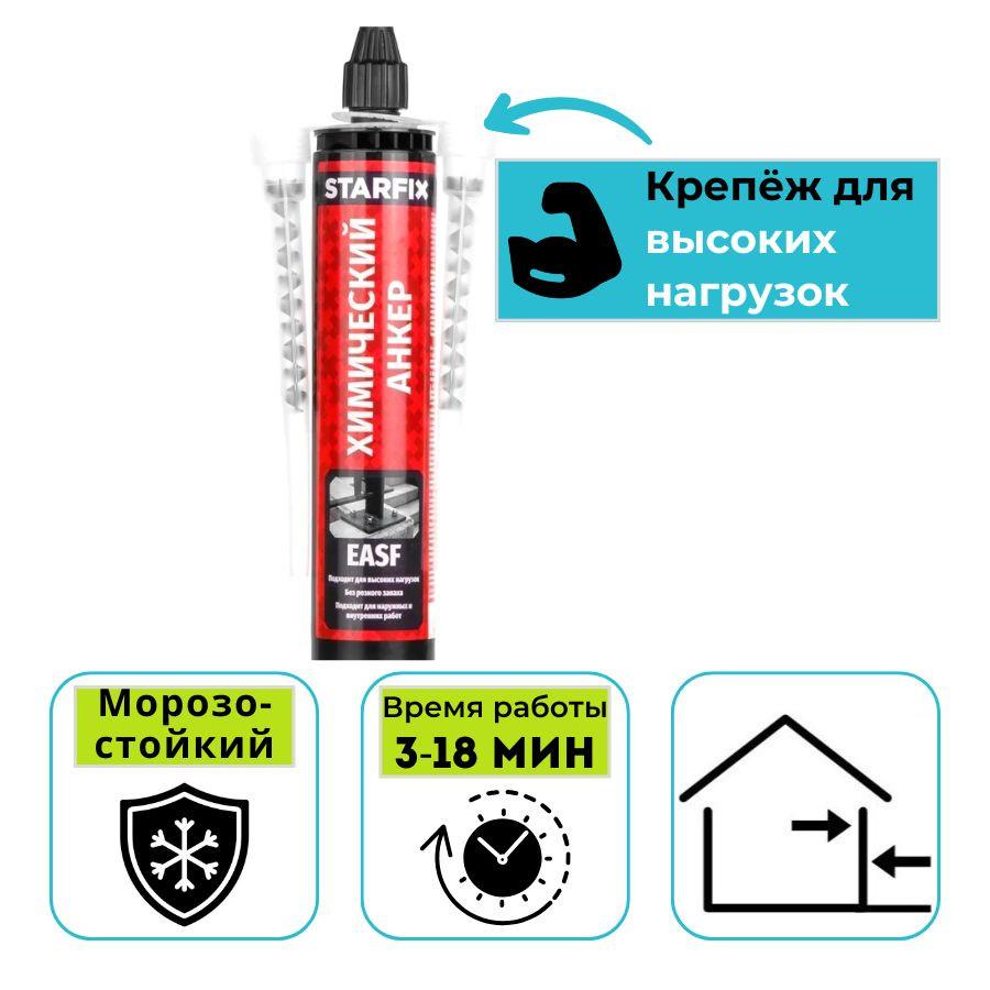 Химический анкер для бетона, кирпича STARFIX EASF высокие нагрузки (Старфикс) 300 мл