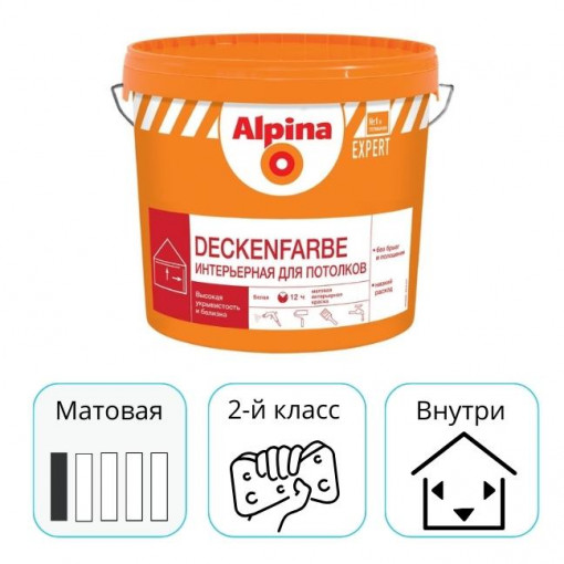 Краска акриловая Alpina EXPERT Deckenfarbe белая 2,5 л