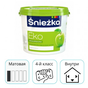 Краска Sniezka Эко белая матовая 5 л