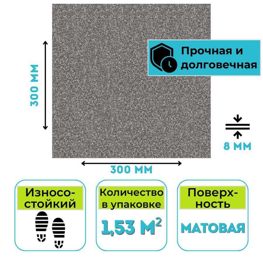 Плитка из керамогранита ГРЕС 300х300 Estima ST16 тёмно-серый 1,53 м2