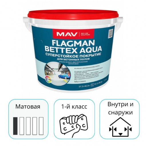 Краска MAV Flagman Bettex Aqua серая матовая 11 л