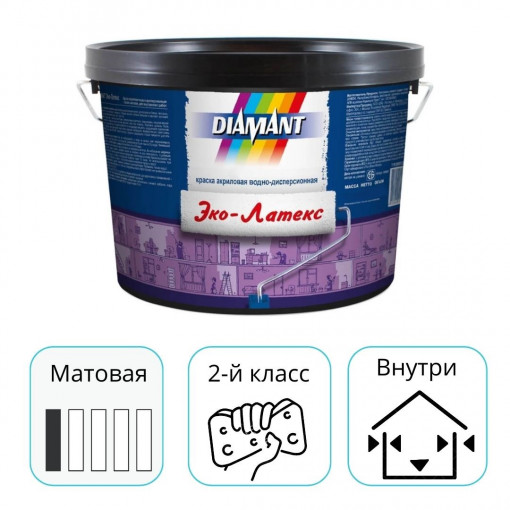 Краска Диамант Эко-Латекс белая матовая 2,5 л