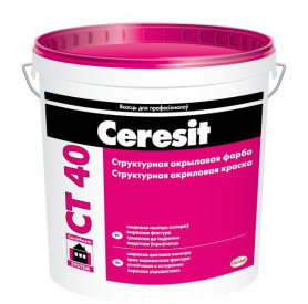 Краска акриловая структурная Ceresit CT 40 белая 15 л