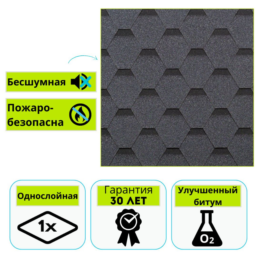 Гибкая черепица Технониколь Shinglas Классик, Кадриль, Ольха 3 м²