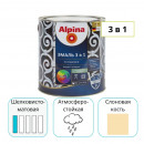 Эмаль Alpina по ржавчине 3 в 1 шелковисто-матовая слоновая кость 2,5 л