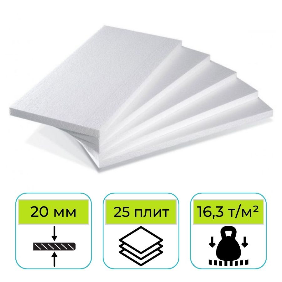 Пенопласт ППТ-20 Н-А-Р 1000х500х20 мм Стройпласт