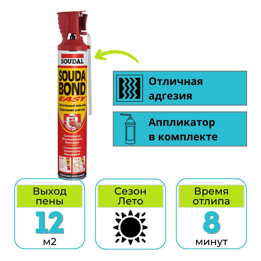 Клей-пена монтажная Soudal SOUDABOND Easy Genius Gun полиуретановая 750 мл