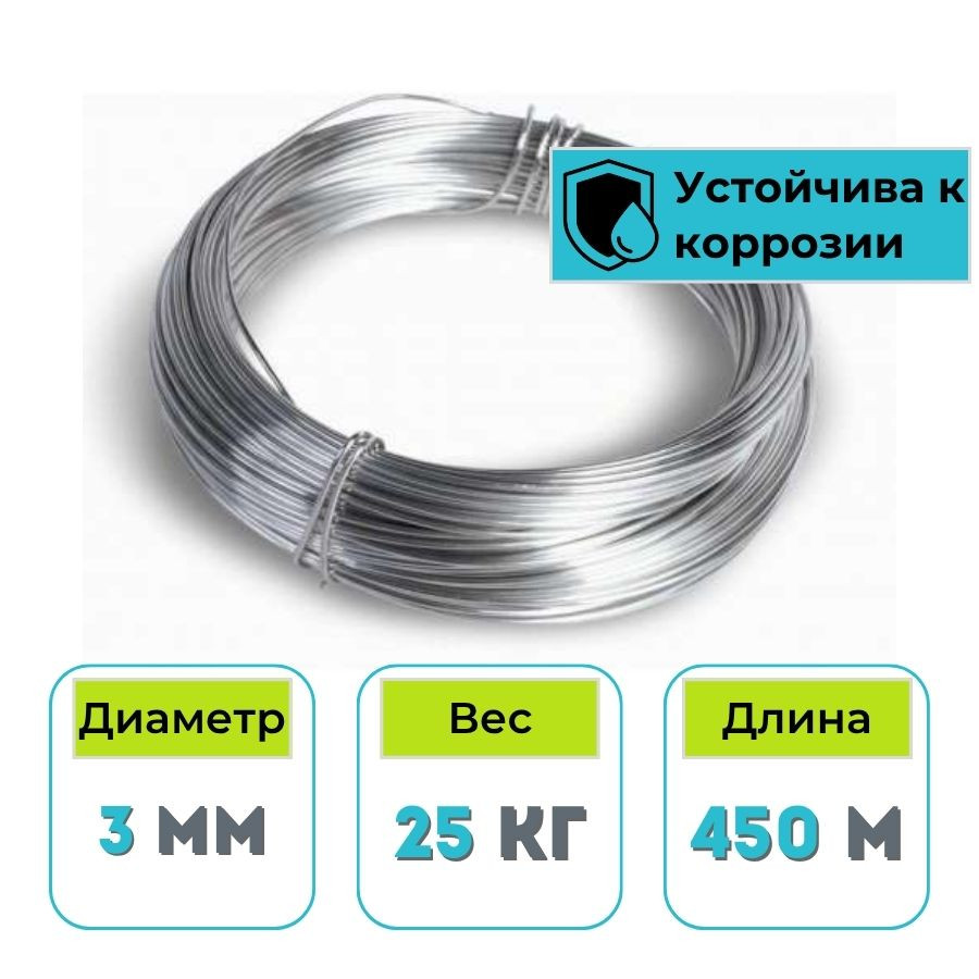 Проволока вязальная оцинкованная D 3,0 мм (450 м / 25 кг) Lihtar