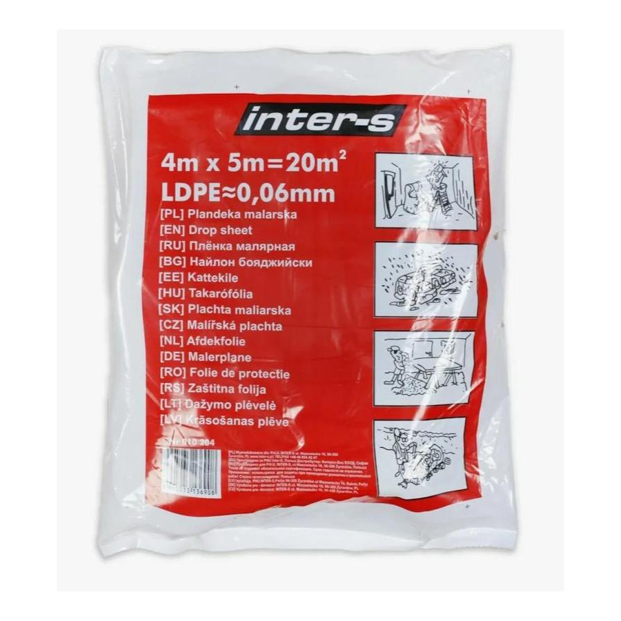 Пленка укрывная Inter-S FirstTool 60 мкм 4х5 м упрочненная прозрачная (010204)