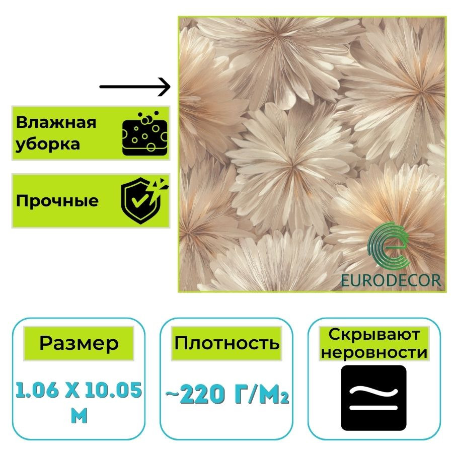 Обои виниловые Euro Decor 8090-02 Ornamy Florance флористика 1.06х10.05 м