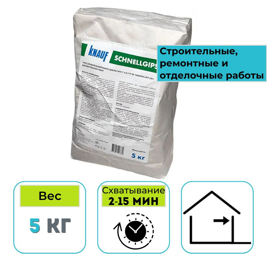 Гипс строительный Кнауф Шнельгипс 5 кг (бумажный пакет)