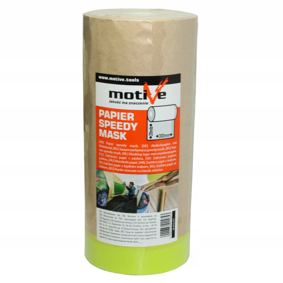 Бумага укрывная Speedy mask Motive с клейкой бумажной лентой 30 см x 20 м