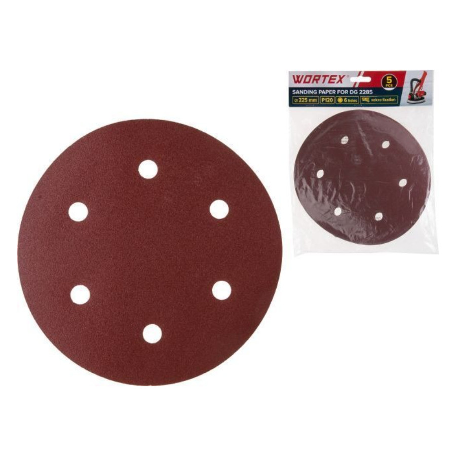Шлифовальный круг (диск) 225 мм под липучку P120 5 шт. WORTEX