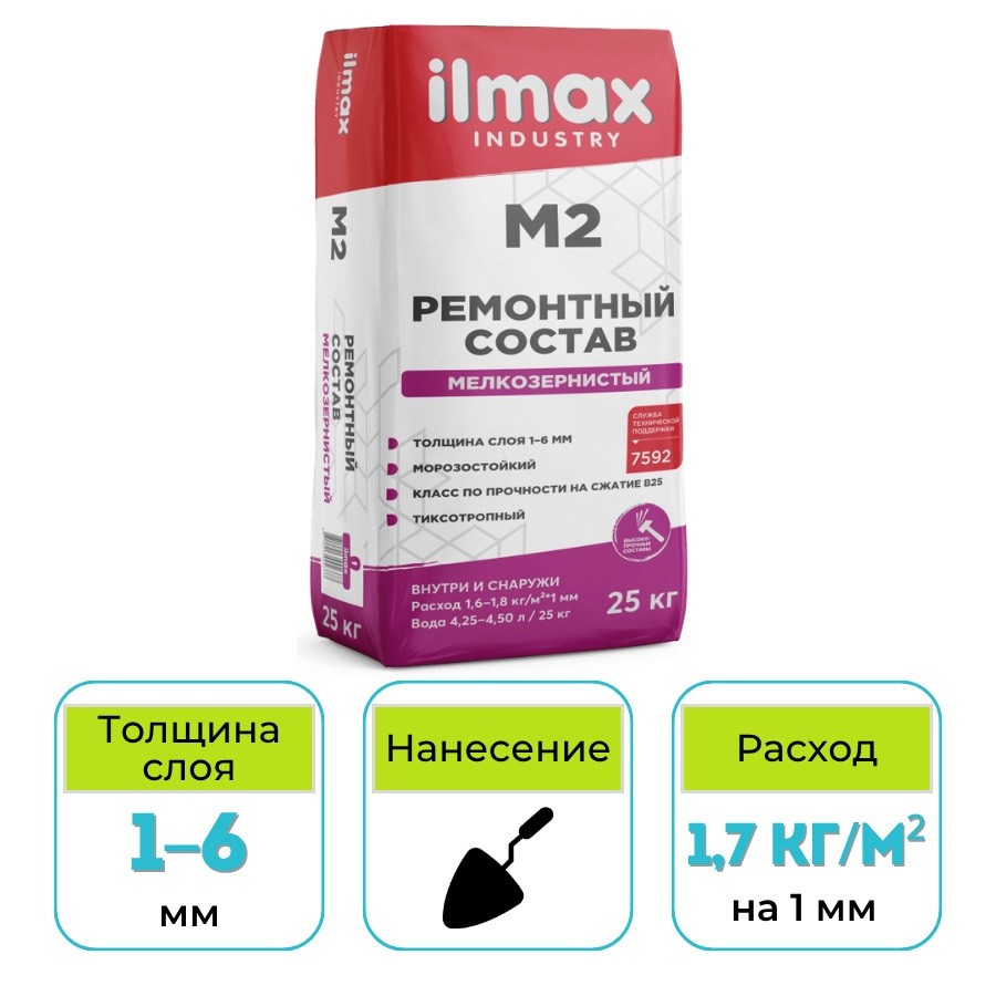 Ремонтный состав для бетона lmax industry М2, 25 кг