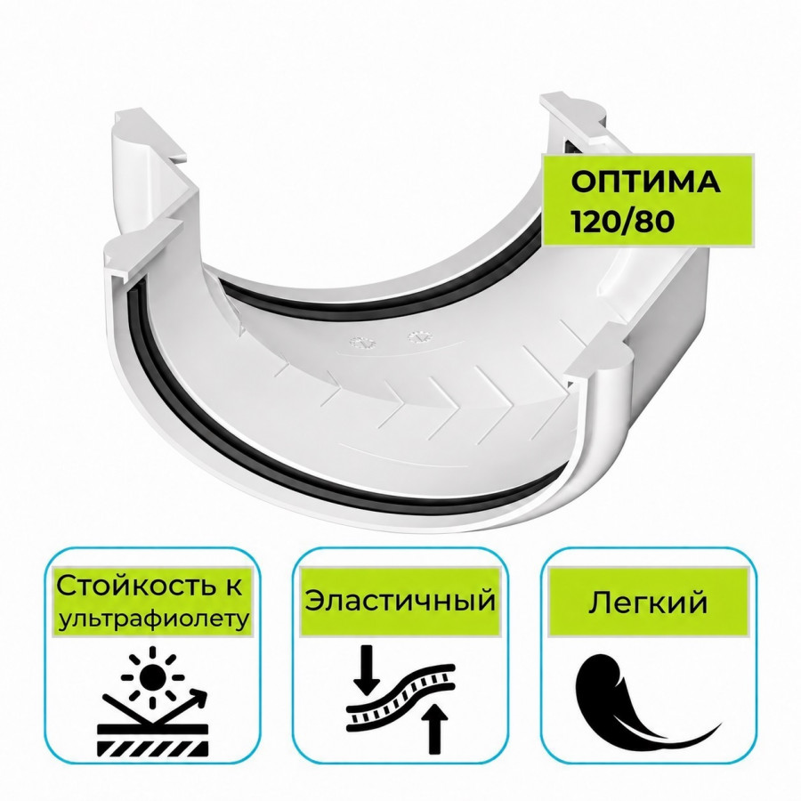 Угол желоба 135° Технониколь Оптима, ПВХ белый (D120/80)