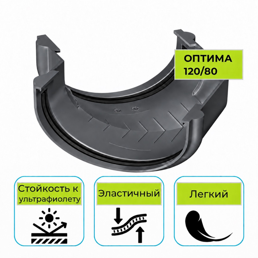 Угол желоба 135° Технониколь Оптима, ПВХ серый (D120/80)