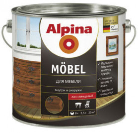 Лак для мебели Alpina Aqua Moebel глянцевый прозрачный 0,75 л