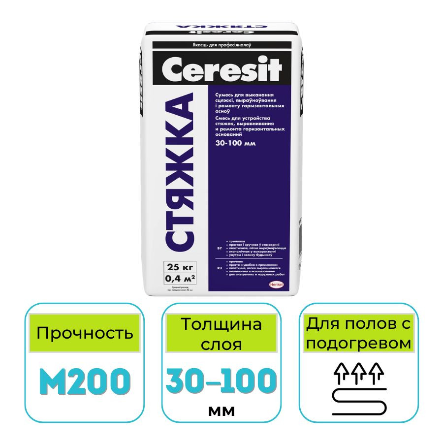 Смесь для стяжки цементная Ceresit 25 кг