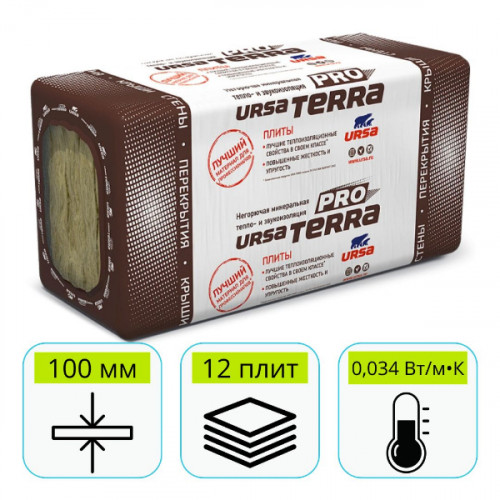 Утеплитель Ursa Terra 34 PN Pro (12) 1200х600х100 мм 1