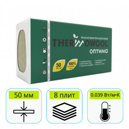 Утеплитель ThermoWool Оптима 1200х600х50 мм