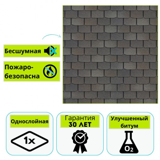 Гибкая черепица Технониколь Shinglas Классик, Модерн, ледник 3 м²