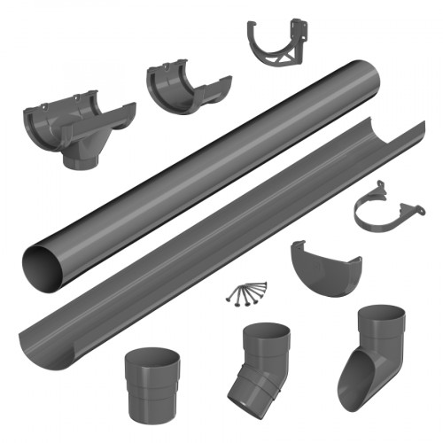 Комплект водосточной системы Технониколь Оптима 120/80 мм, для ската 6м, серый 6