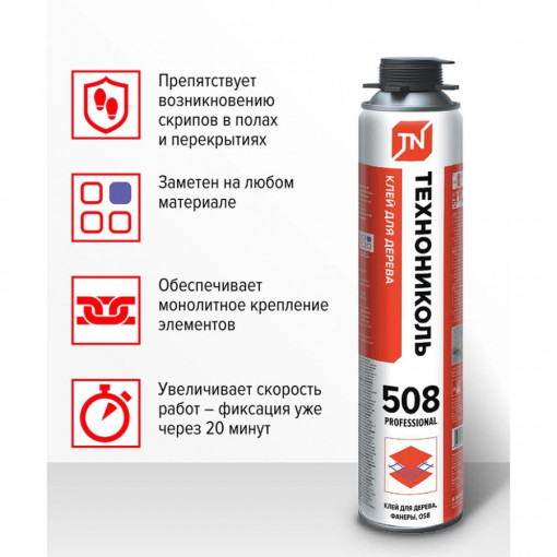 Клей монтажный полиуретановый для дерева Технониколь 508 Professional 1000 мл